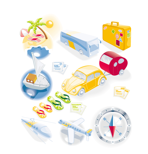 free vector Vector Weather & Travel Icons